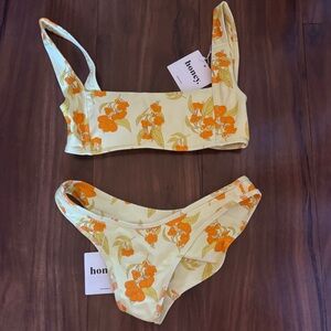 Honey Swim bathing suit - Small top a bottom, yellow and orange, never worn